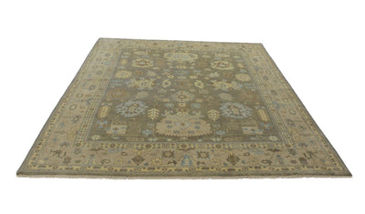 Canvello Hand Made Transitional All Over Indo Oushak Rug - 9'0'' X 11'9'' - Canvello