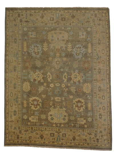 Canvello Hand Made Transitional All Over Indo Oushak Rug - 9'0'' X 11'9'' - Canvello