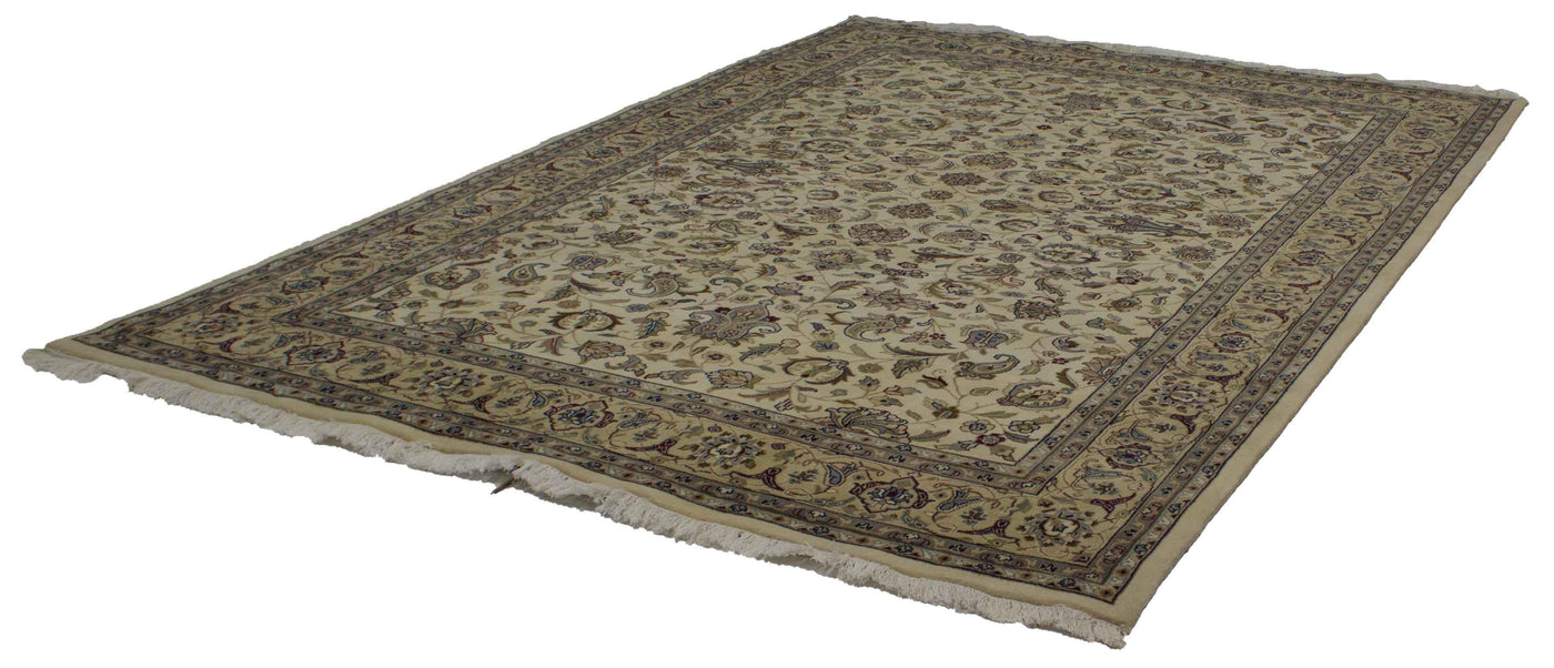 Canvello Hand Made Transitional All Over Indo Tabriz Rug - 6'8'' X 9'9''
