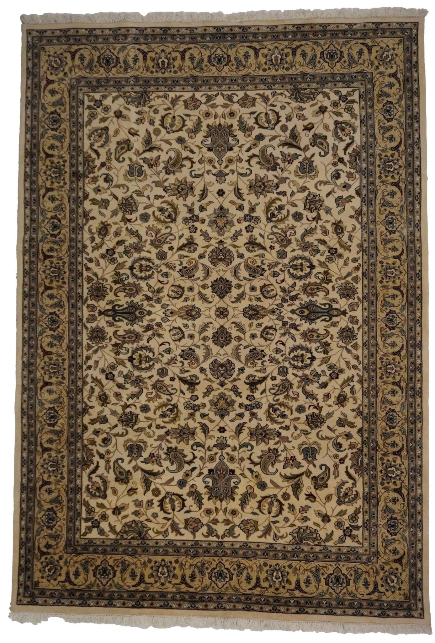 Canvello Hand Made Transitional All Over Indo Tabriz Rug - 6'8'' X 9'9'' - Canvello