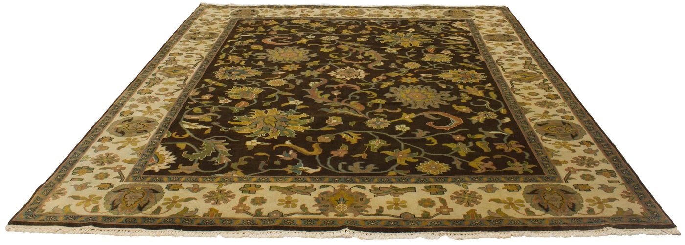 Canvello Hand Made Transitional All Over Indo Tabriz Rug - 7'10'' X 10'4''
