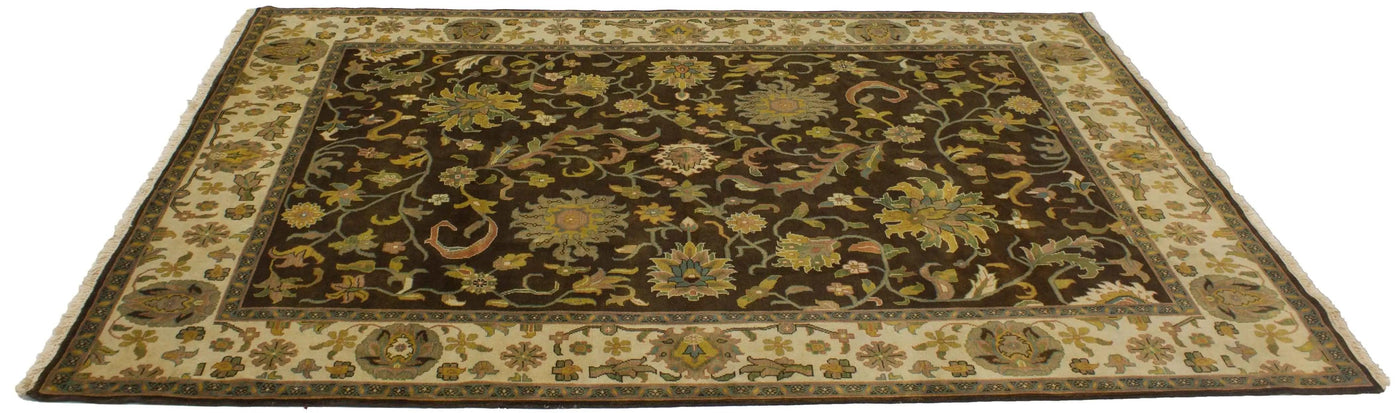 Canvello Hand Made Transitional All Over Indo Tabriz Rug - 7'10'' X 10'4''
