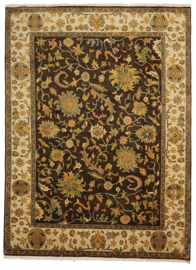 Canvello Hand Made Transitional All Over Indo Tabriz Rug - 7'10'' X 10'4'' - Canvello