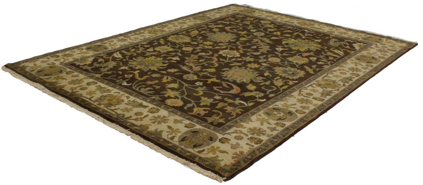 Canvello Hand Made Transitional All Over Indo Tabriz Rug - 7'10'' X 10'4'' - Canvello