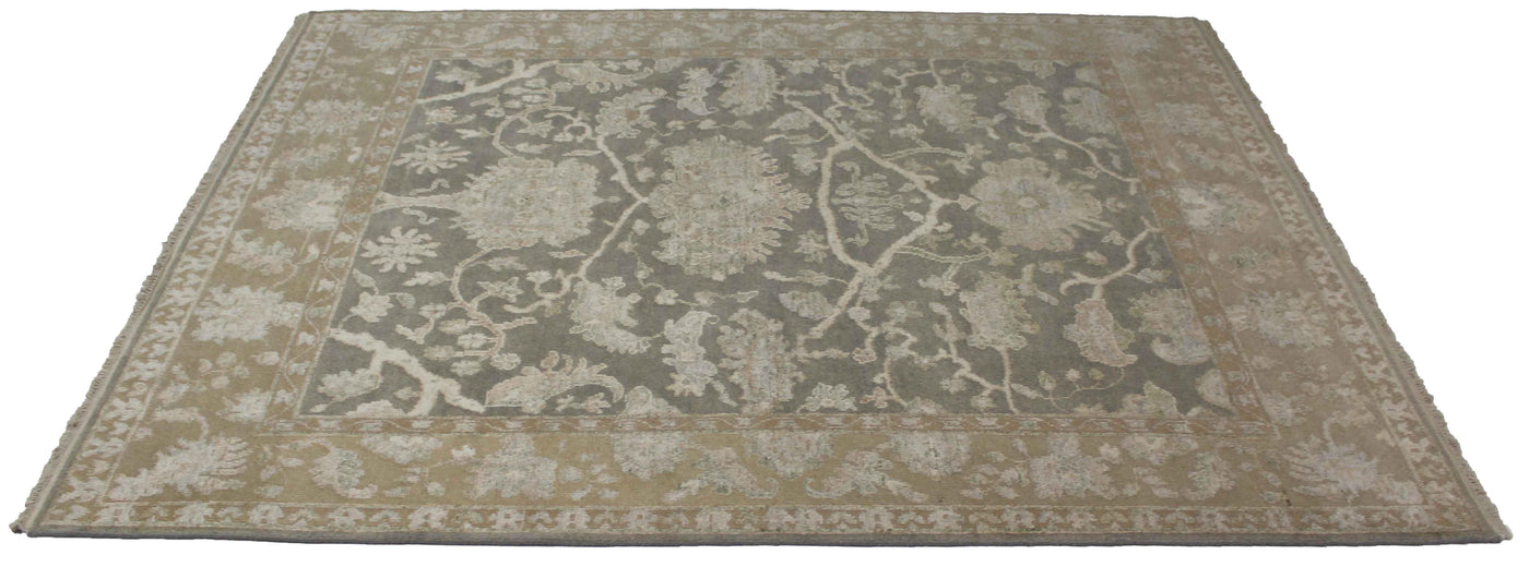 Canvello Hand Made Transitional All Over Indo Tabriz Rug - 8'0'' X 10'0''
