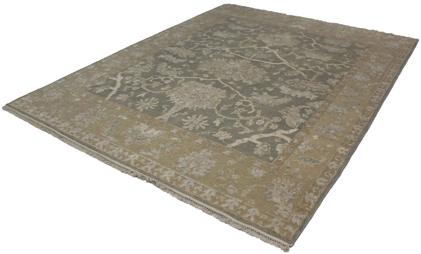 Canvello Hand Made Transitional All Over Indo Tabriz Rug - 8'0'' X 10'0'' - Canvello