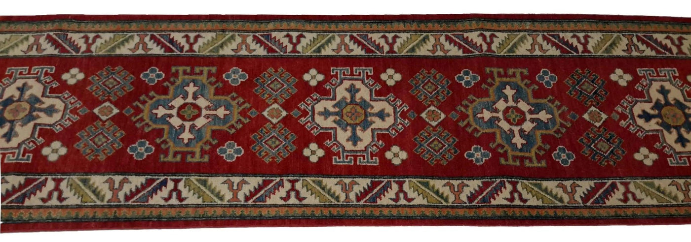 Canvello Hand Made Transitional All Over Pakistan Kazak Rug - 2'4'' X 10'10'' - Canvello