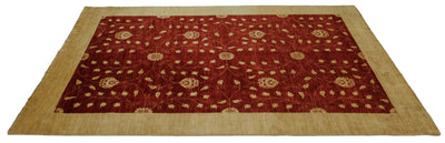 Canvello Hand Made Transitional All Over Pakistan Pishavar Rug - 8'0'' X 11'4'' - Canvello