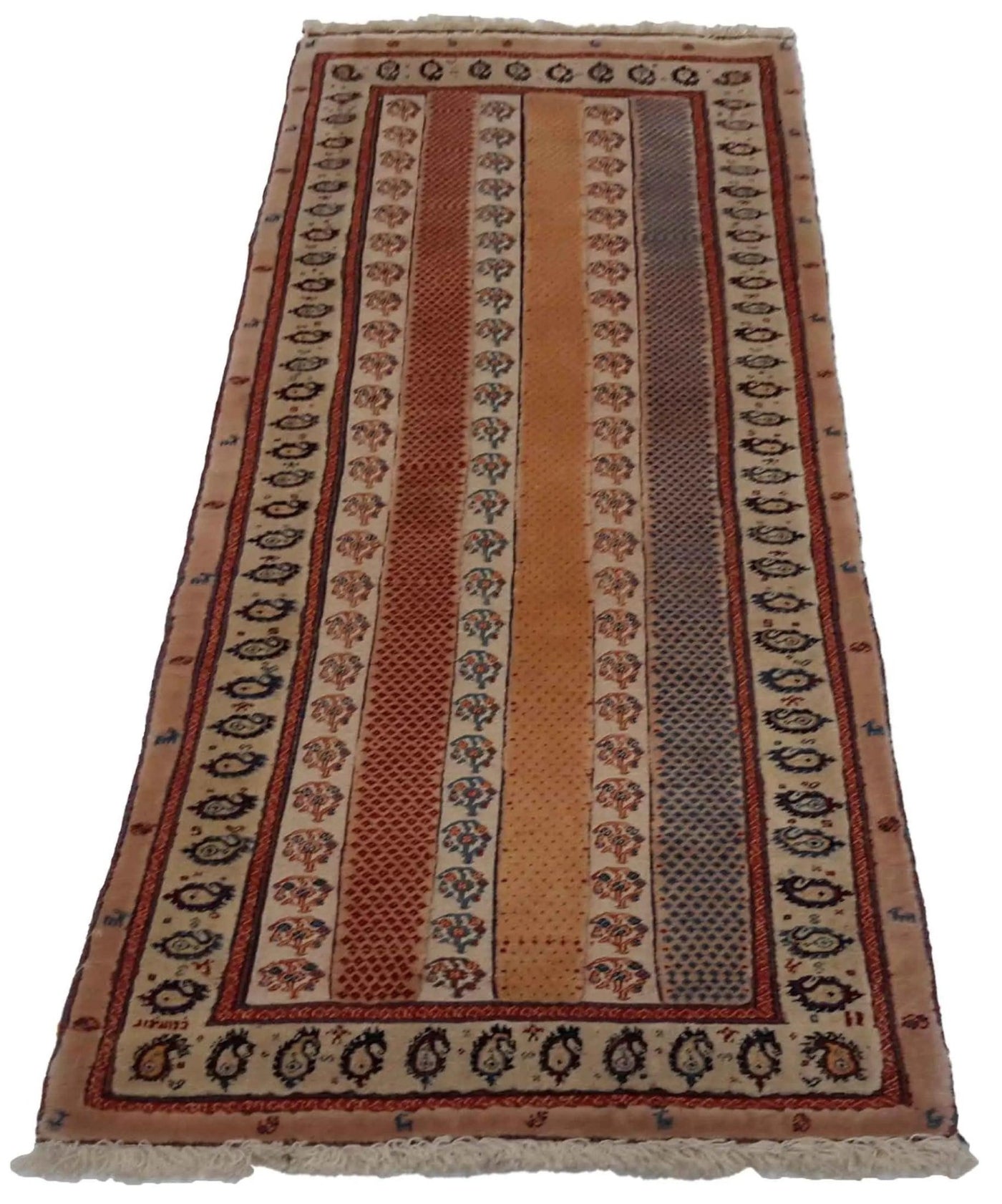 Canvello Hand Made Transitional All Over Silkroad Sirjan Rug - 2'10'' X 8'0'' - Canvello