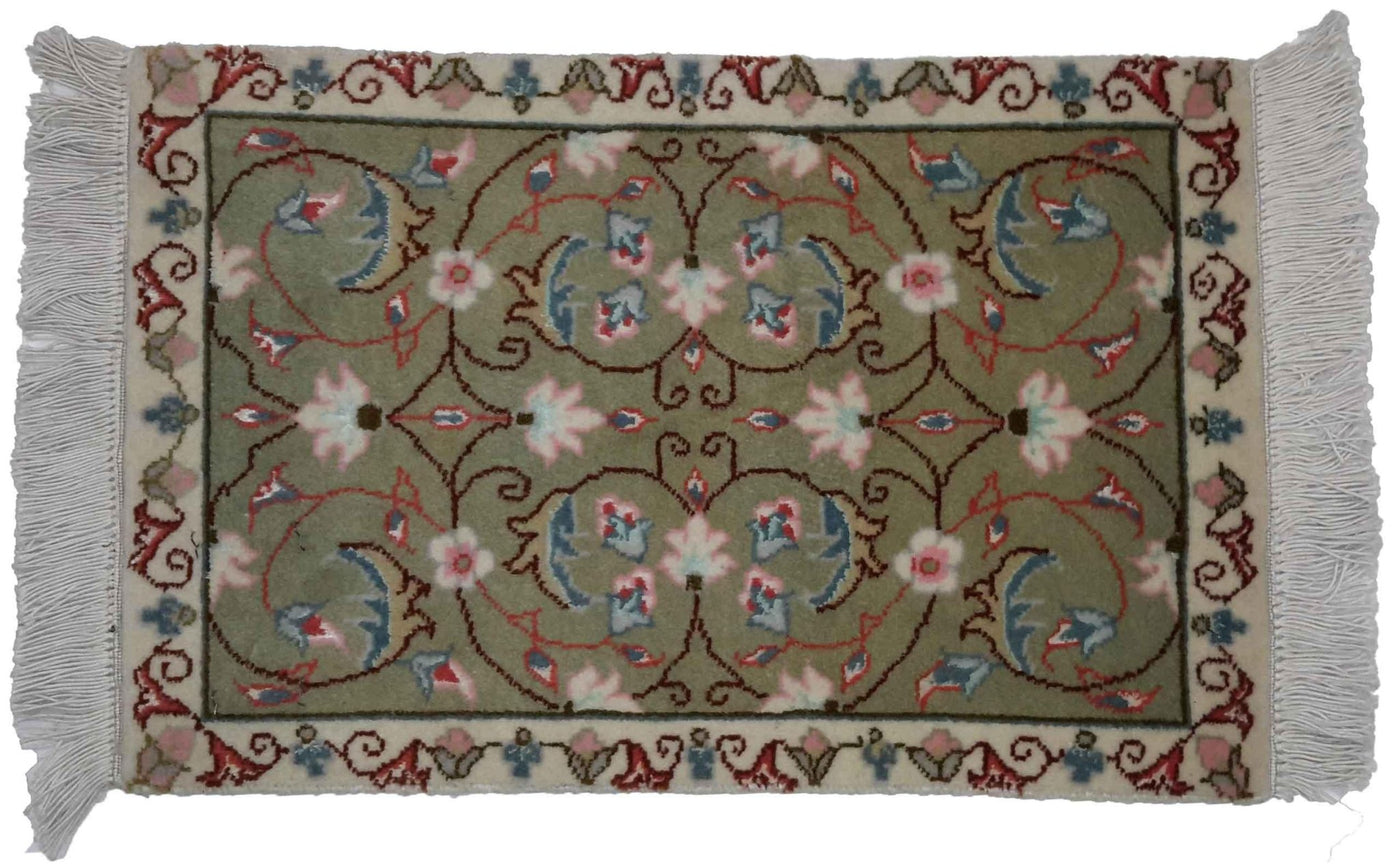 Canvello Hand Made Transitional All Over Silkroad Tabriz Rug - 1'0'' X 1'6'' - Canvello