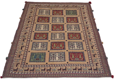 Canvello Hand Made Transitional Four Season Silkroad Sirjan Rug - 3'5'' X 4'9'' - Canvello