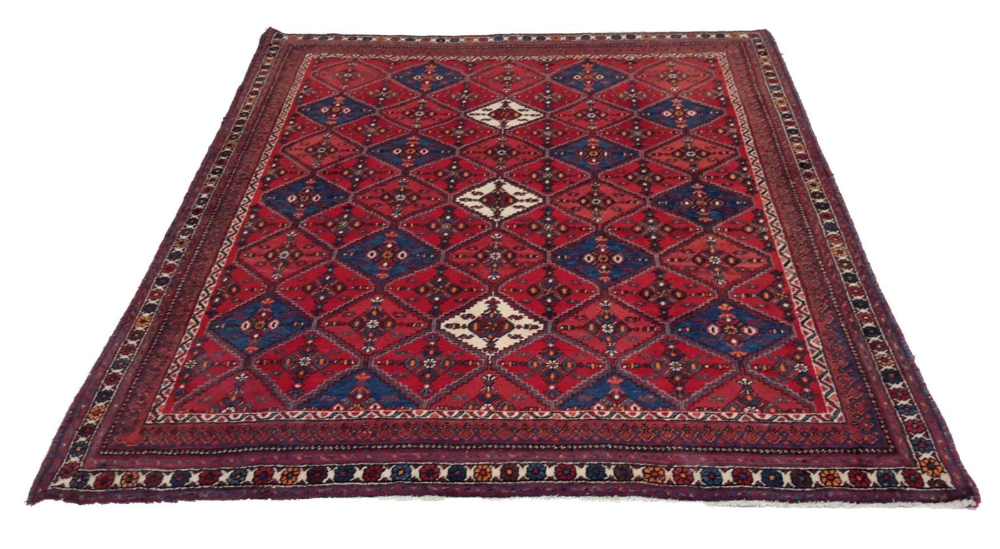 Canvello Hand Made Transitional Large Red Area Rug - 4'4'' X 6'9'' - Canvello