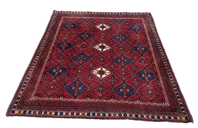 Canvello Hand Made Transitional Large Red Area Rug - 4'4'' X 6'9'' - Canvello