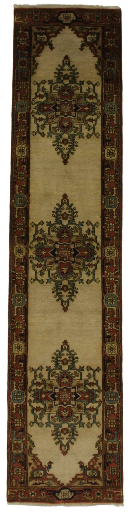 Canvello Hand Made Transitional Medallion Indo Heriz Rug - 2'8'' X 12'0'' - Canvello