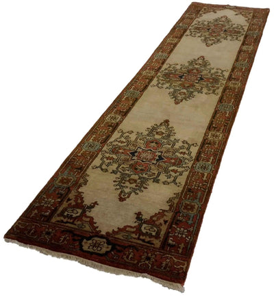 Canvello Hand Made Transitional Medallion Indo Heriz Rug - 2'8'' X 12'0'' - Canvello