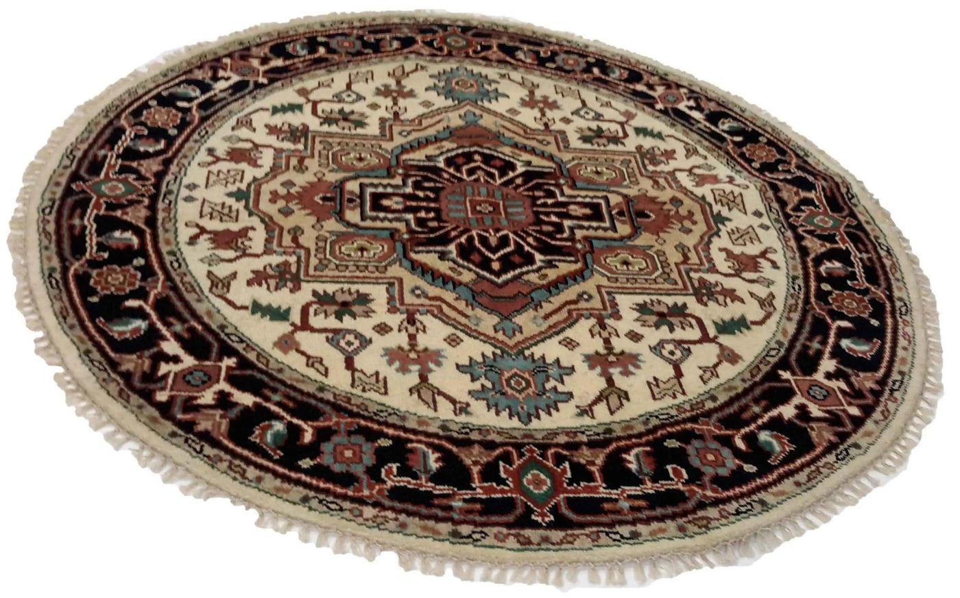 Canvello Hand Made Transitional Medallion Indo Heriz Rug - 5'11'' X 5'11'' - Canvello