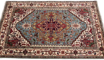 Canvello Hand Made Transitional Medallion Indo Heriz Rug - 5'11'' X 9'0'' - Canvello