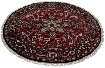 Canvello Hand Made Transitional Medallion Indo Heriz Rug - 6'0'' X 6'0''