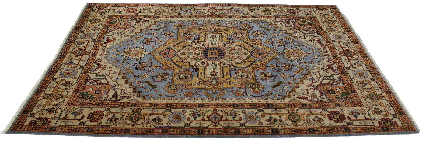 Canvello Hand Made Transitional Medallion Indo Heriz Rug - 8'11'' X 12'0''