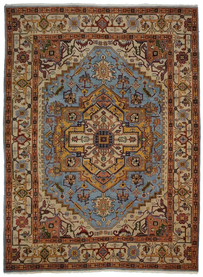 Canvello Hand Made Transitional Medallion Indo Heriz Rug - 8'11'' X 12'0'' - Canvello