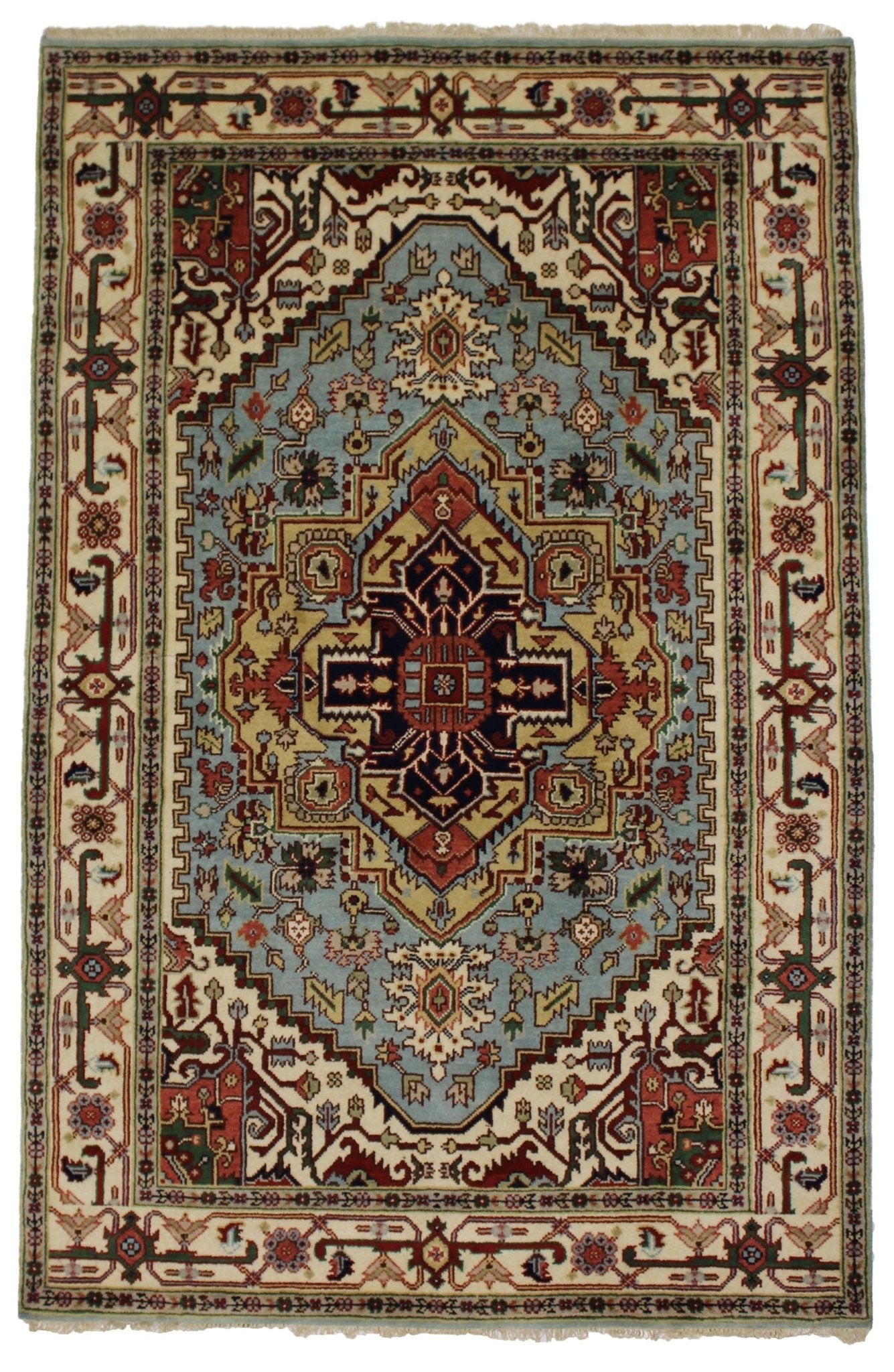 Canvello Hand Made Transitional Medallion Indo Indo Rug - 5'11'' X 9'1'' - Canvello