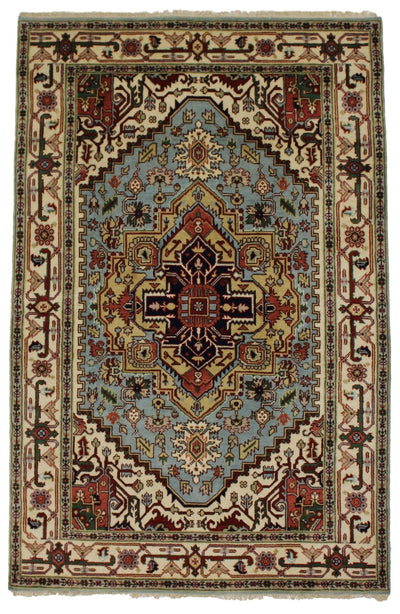 Canvello Hand Made Transitional Medallion Indo Indo Rug - 5'11'' X 9'1'' - Canvello