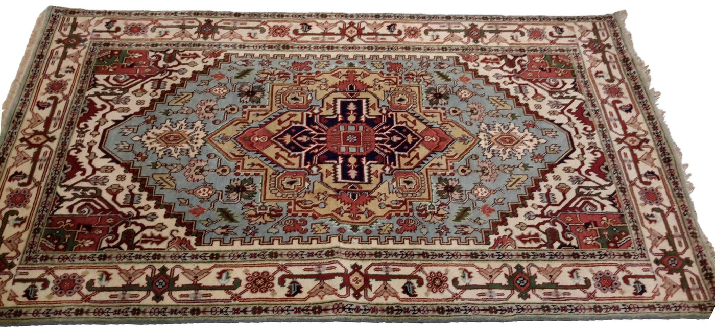 Canvello Hand Made Transitional Medallion Indo Indo Rug - 5'11'' X 9'1'' - Canvello