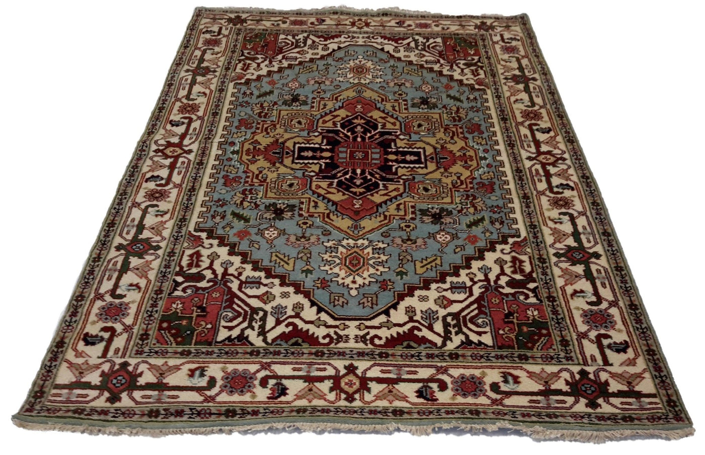 Canvello Hand Made Transitional Medallion Indo Indo Rug - 5'11'' X 9'1'' - Canvello