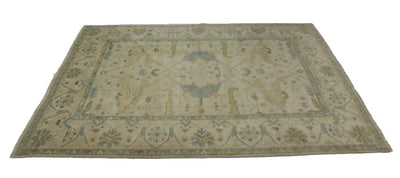 Canvello Hand Made Transitional Medallion Indo Oushak Rug - 9'1'' X 11'9''