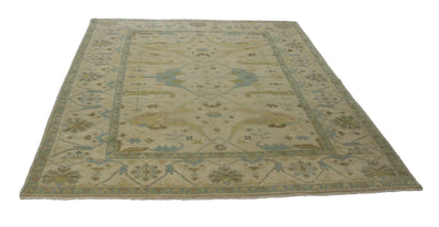 Canvello Hand Made Transitional Medallion Indo Oushak Rug - 9'1'' X 11'9''