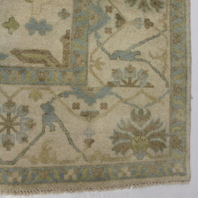 Canvello Hand Made Transitional Medallion Indo Oushak Rug - 9'1'' X 11'9'' - Canvello