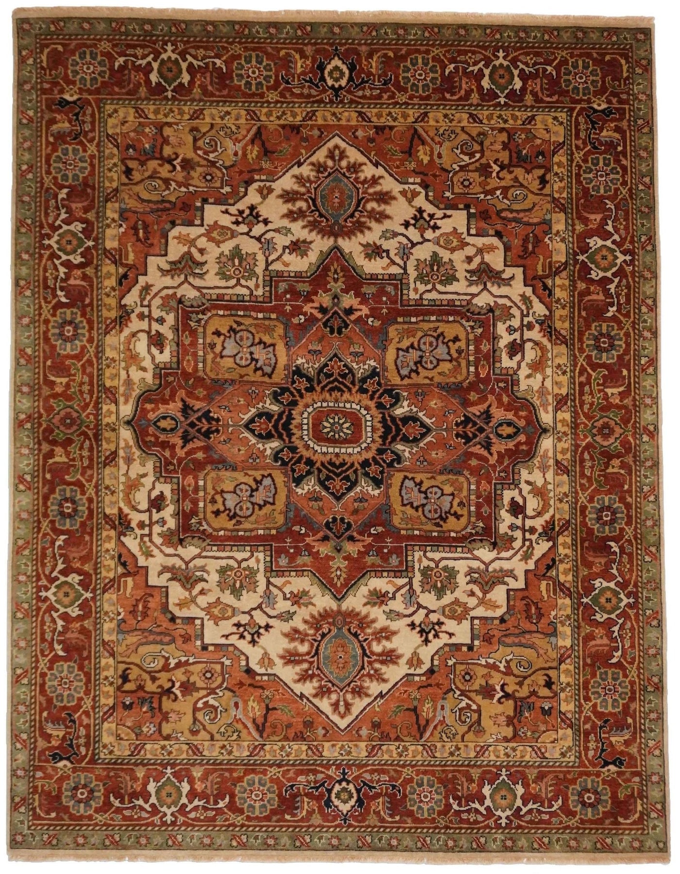 Canvello Hand Made Transitional Medallion Indo Serapi Rug - 7'10'' X 9'11'' - Canvello