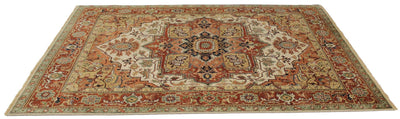 Canvello Hand Made Transitional Medallion Indo Serapi Rug - 7'10'' X 9'11'' - Canvello