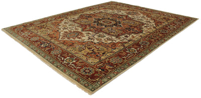 Canvello Hand Made Transitional Medallion Indo Serapi Rug - 7'10'' X 9'11'' - Canvello