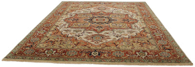 Canvello Hand Made Transitional Medallion Indo Serapi Rug - 7'10'' X 9'11'' - Canvello