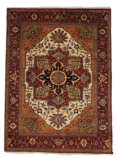 Canvello Hand Made Transitional Medallion Indo Serapi Rug - 8'10'' X 11'9'' - Canvello