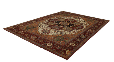 Canvello Hand Made Transitional Medallion Indo Serapi Rug - 8'10'' X 11'9'' - Canvello