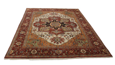 Canvello Hand Made Transitional Medallion Indo Serapi Rug - 8'10'' X 11'9'' - Canvello