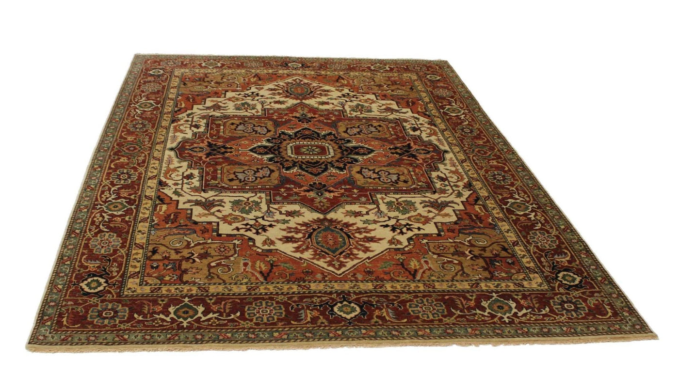 Canvello Hand Made Transitional Medallion Indo Serapi Rug - 8'10'' X 12'0'' - Canvello