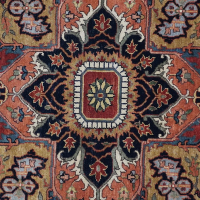 Canvello Hand Made Transitional Medallion Indo Serapi Rug - 8'10'' X 12'0'' - Canvello