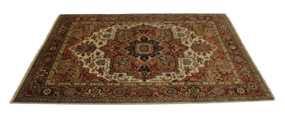 Canvello Hand Made Transitional Medallion Indo Serapi Rug - 8'10'' X 12'0'' - Canvello