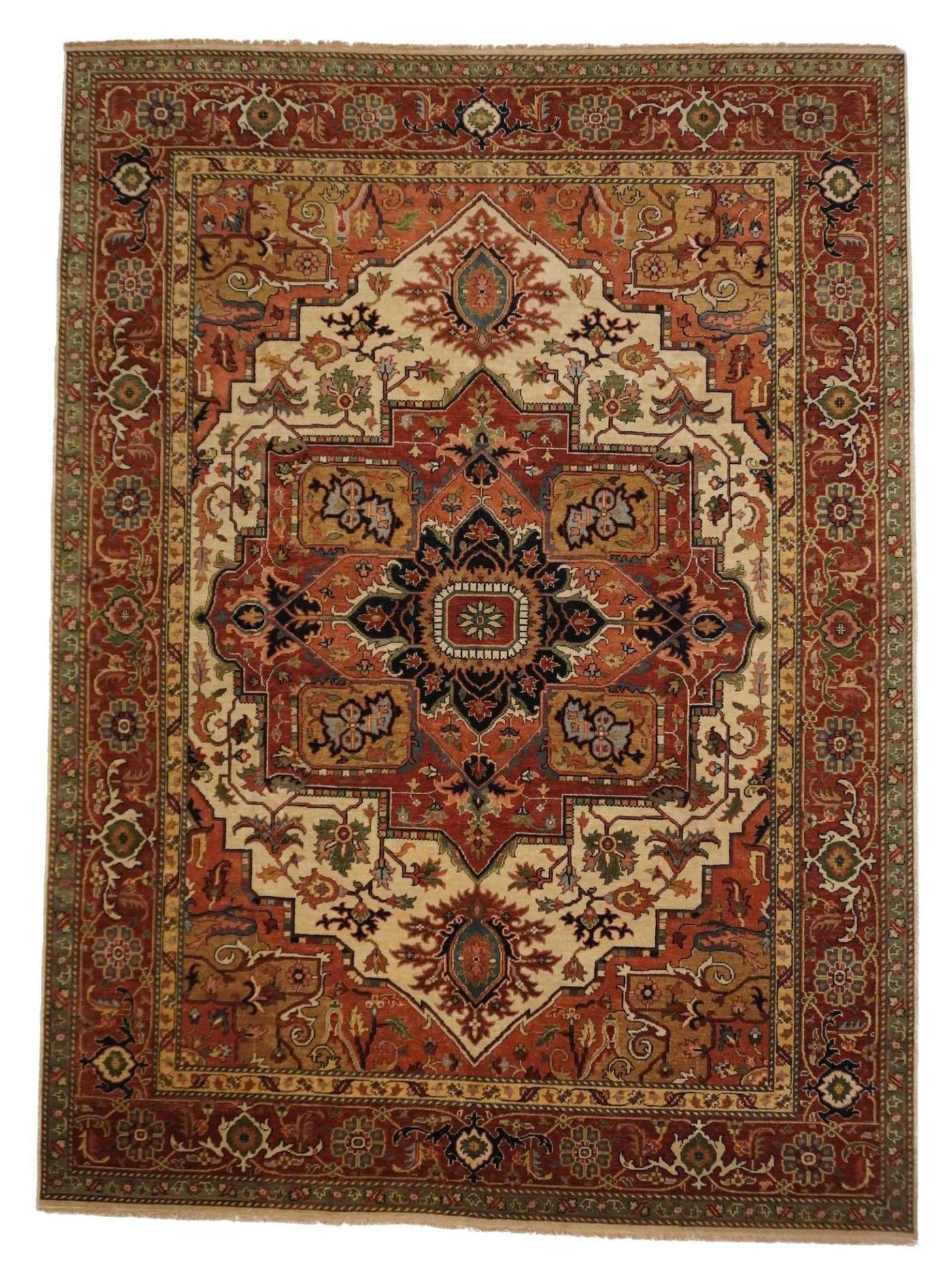 Canvello Hand Made Transitional Medallion Indo Serapi Rug - 8'10'' X 12'0'' - Canvello