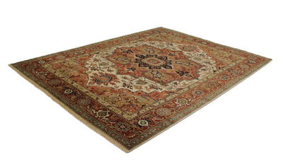 Canvello Hand Made Transitional Medallion Indo Serapi Rug - 8'10'' X 12'0'' - Canvello