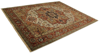 Canvello Hand Made Transitional Medallion Indo Serapi Rug - 8'11'' X 11'9'' - Canvello