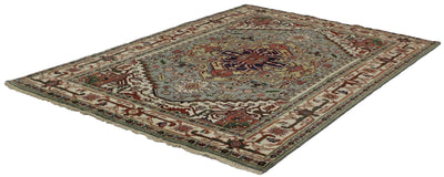 Canvello Hand Made Transitional Medallion Indo Tabriz Rug - 6'1'' X 9'1'' - Canvello