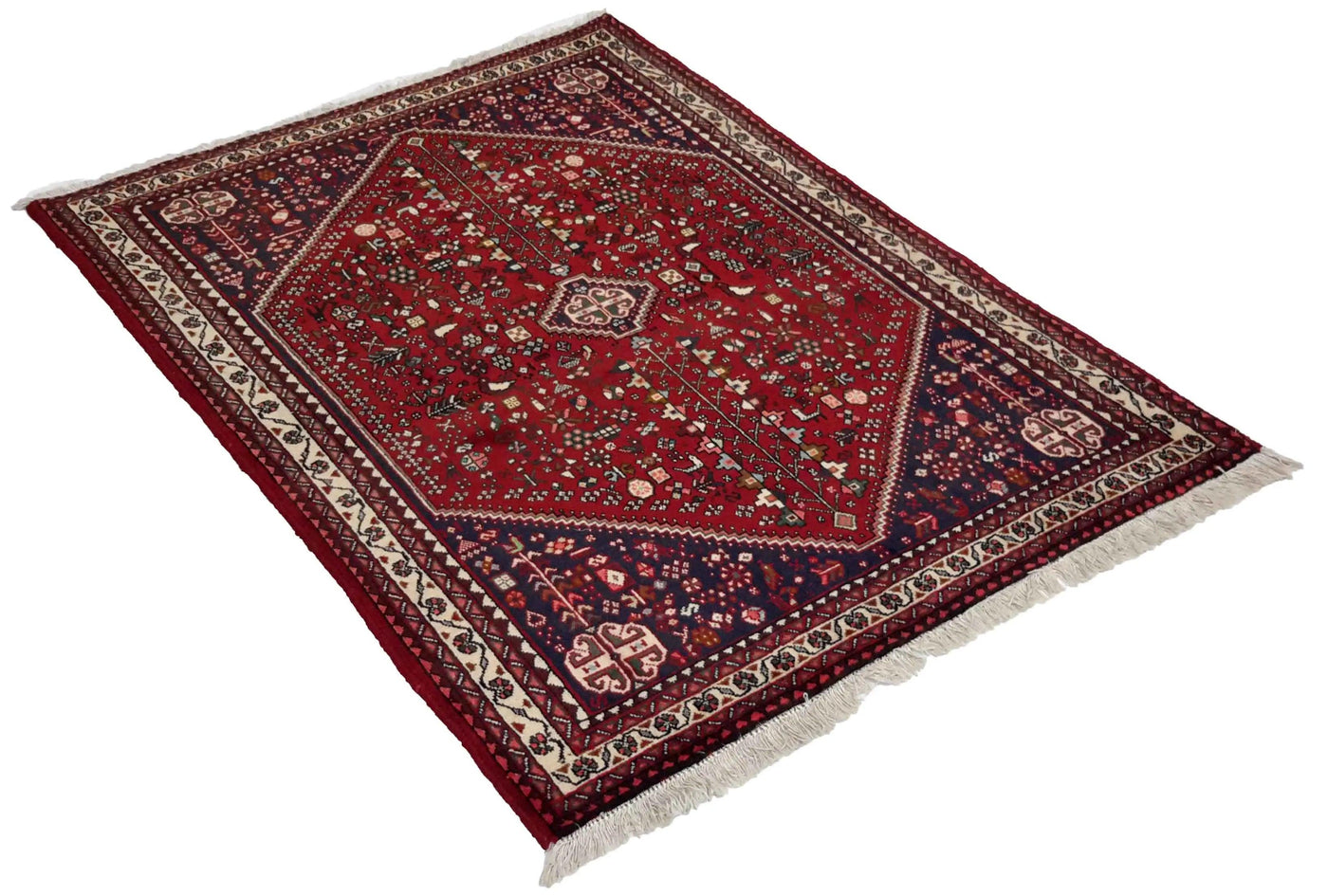 Canvello Hand Made Transitional Medallion Persian Abadeh Rug - 3'5'' X 4'10''