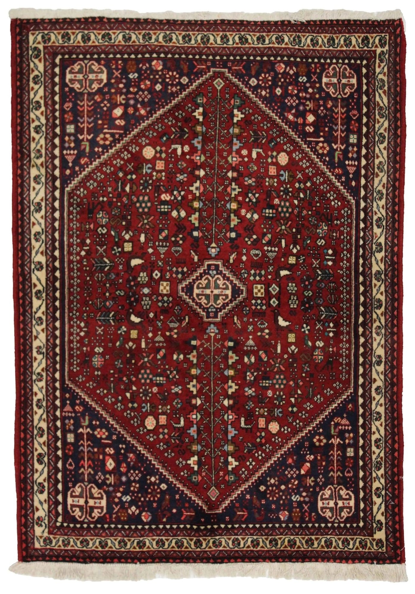 Canvello Hand Made Transitional Medallion Silkroad Abadeh Rug - 3'5'' X 4'10'' - Canvello