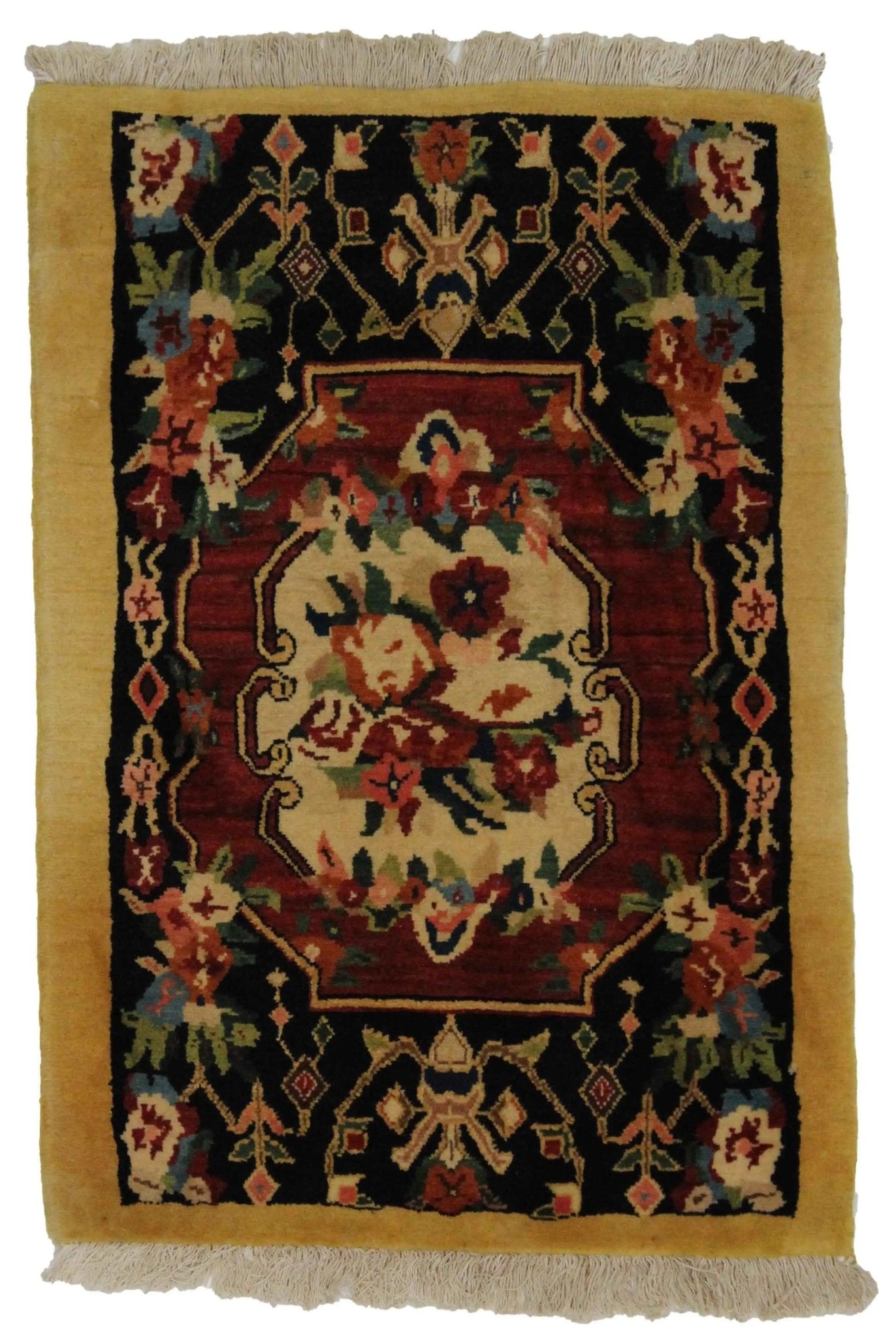 Canvello Hand Made Transitional Medallion Silkroad Bakhtiary Rug - 2'1'' X 2'11'' - Canvello