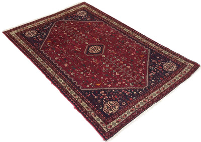 Canvello Hand Made Transitional Medallion Silkroad Bakhtiary Rug - 3'7'' X 5'1'' - Canvello