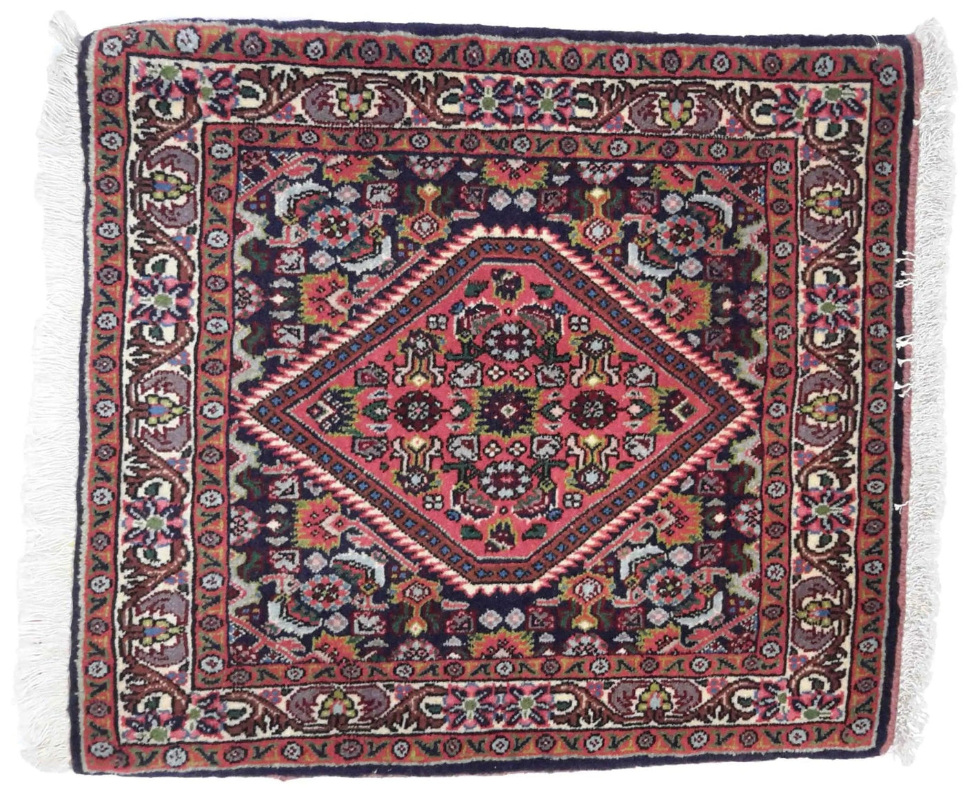 Canvello Hand Made Transitional Medallion Silkroad Bidjar Rug - 1'8'' X 1'9'' - Canvello